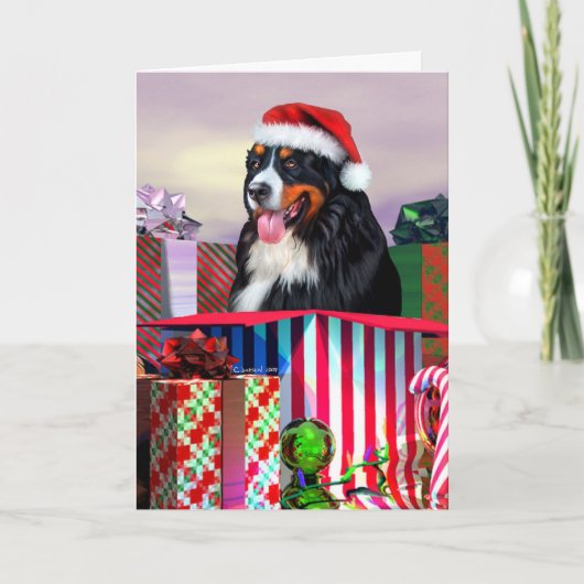 De Verrassing van Kerstmis van de Hond van de Berg Feestdagen Kaart (Voorkant)