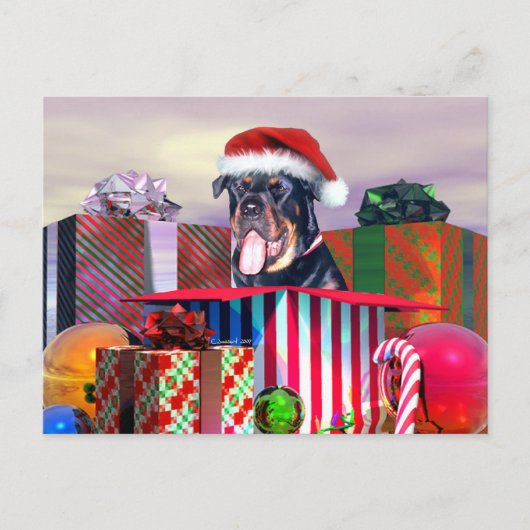 De Verrassing van Kerstmis van Rottweiler Feestdagenkaart (Voorkant)