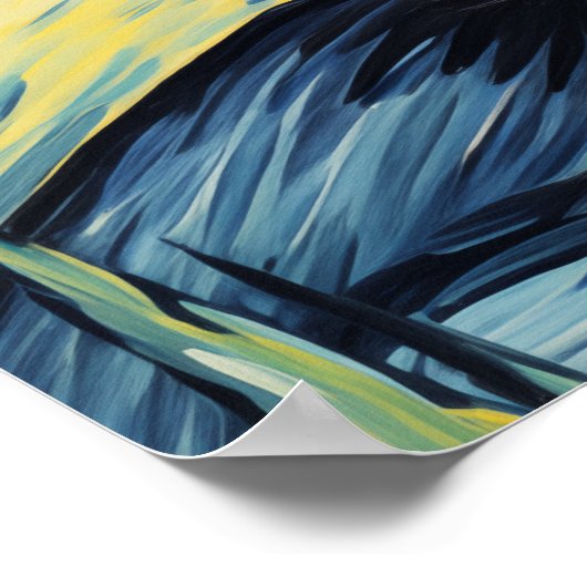 De Verraste Zwarte Kat Kunst Poster (Hoek)