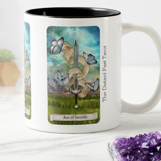 De verre voorbij Tarot Deck Ace of Swords Tweekleurige Koffiemok