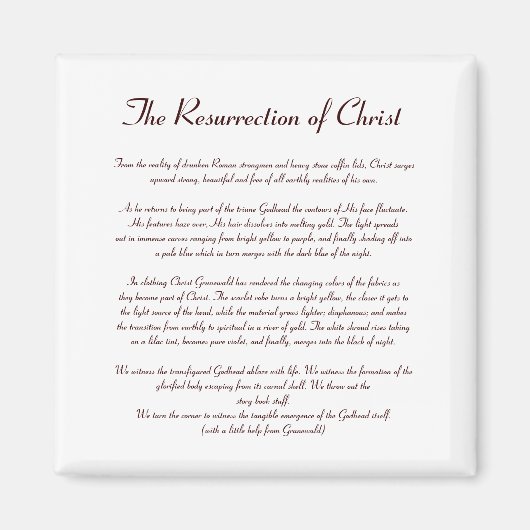 De Verrijzenis van Christus Magneet - Tekst (Voorkant)