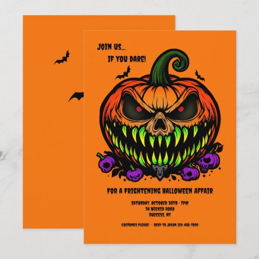 De verschrikkelijke Jack-O-Lantern Halloween Kaart (Voorkant / Achterkant)