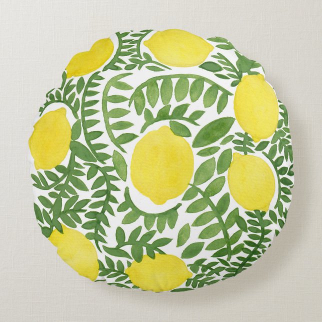 De verse Lemon-boom Rond Kussen (Voorkant)