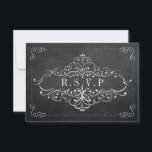 De Versierde Schoolbord Huwelijkscollectie RSVP Kaartje<br><div class="desc">Vier het feest in stijl met deze elegante trouw-RSVP-kaarten in krijtbordstijl. Het ontwerp vertoont een sierlijke kronkelende vormgeving met bijpassende, gemakkelijk te personaliseren woordenvormgeving in scriptlettertype. Deze antwoordkaarten zijn perfect voor elk koppel dat een elegante bruiloft voorbereidt, maar kunnen gemakkelijk worden aangepast voor elk chic evenement, zoals verjaardagsfeestjes, baby showers,...</div>