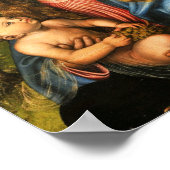 De versleten moeder Mary die Baby Jesus vasthoudt Poster (Hoek)