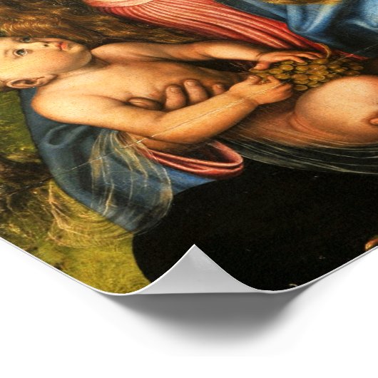 De versleten moeder Mary die Baby Jesus vasthoudt Poster (Hoek)