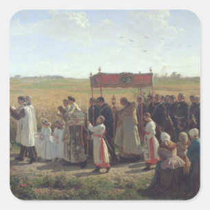 De versnijding van de tarwe in de Artois, 1857 Vierkante Sticker