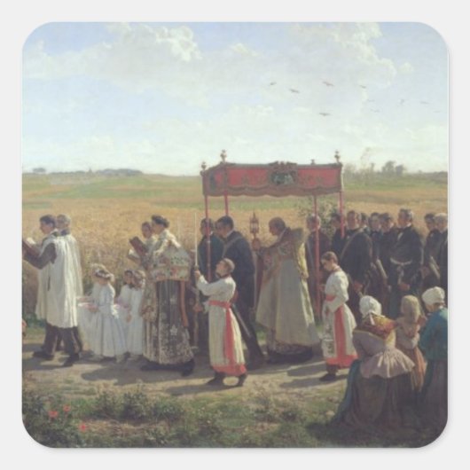 De versnijding van de tarwe in de Artois, 1857 Vierkante Sticker (Voorkant)