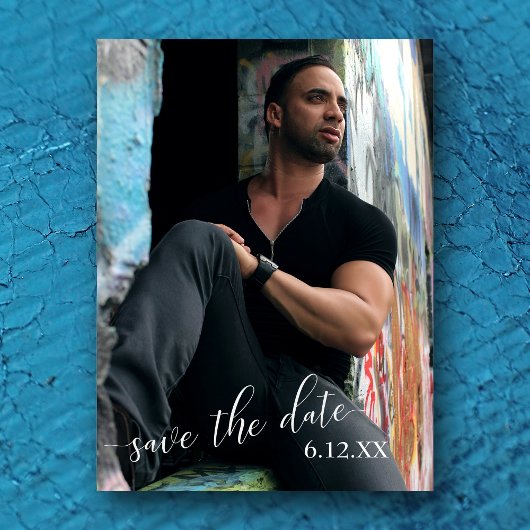 De verticale Witte Tekst van de Foto sparen het Af Briefkaart