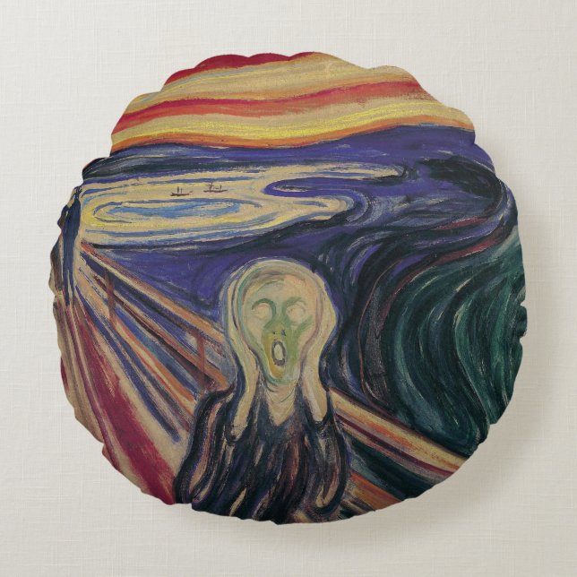 De vertoning van Edvard Munch,  expressionisme Rond Kussen (Voorkant)