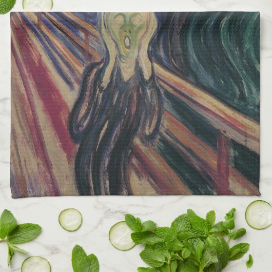 De vertoning van Edvard Munch,  expressionisme Theedoek (Gevouwen)