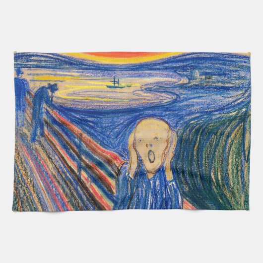 De vertoning van Edvard Munch (in pastel) Moderne  Theedoek (Horizontaal)