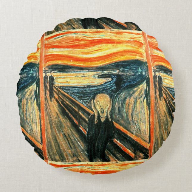 De vertoning van Edvard Munch Rond Kussen (Voorkant)
