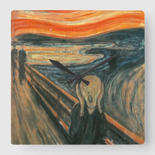 De vertoning van Edvard Munch Vierkante Klok (Voorkant)