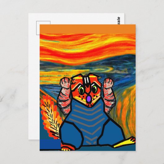 De vertoning van Munch, Cat Art Parody Briefkaart (Voorkant / Achterkant)