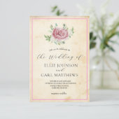 De vervaagde Roos bruiloft Kaart (Staand voorkant)