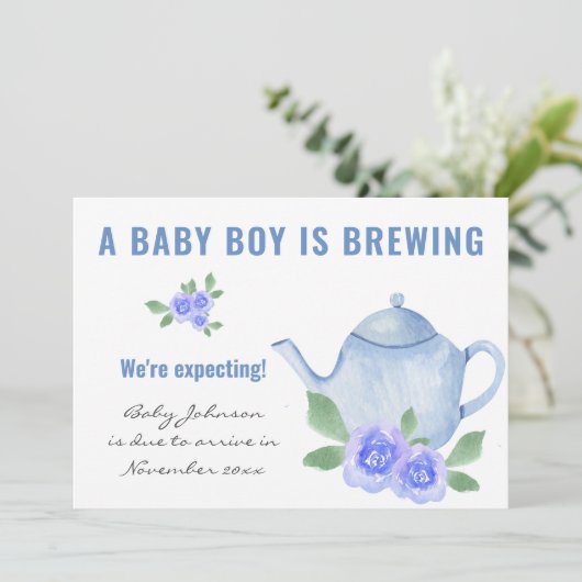 De verwachting dat Foto Baby Boy zwanger wordt Aankondiging (Staand voorkant)