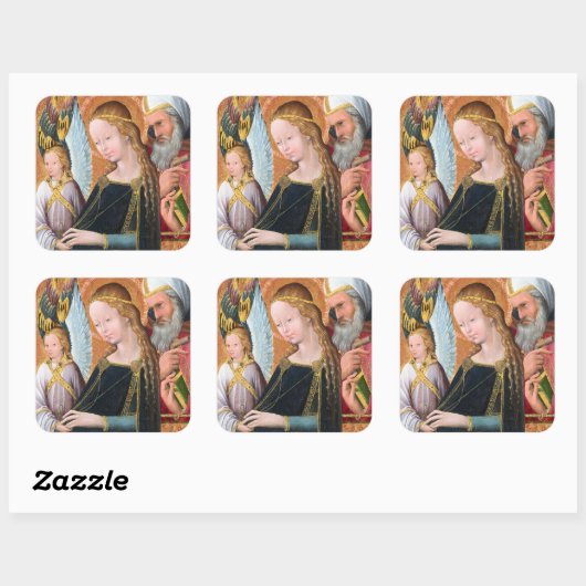 De verwachting met de Heilige Jozef Vierkante Sticker (Vel)