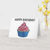 De verwarde Lege Kaart van de Verjaardag Cupcake (Gele Bloem)