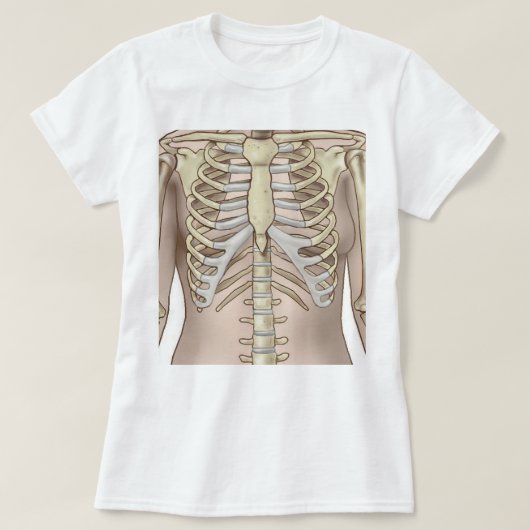 De verwarde Vrouwelijke Anatomie van het Skelet T-shirt (Design voorkant)