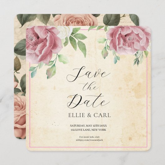 De Verwelkte Roos Bruiloft Save The Date (Voorkant / Achterkant)