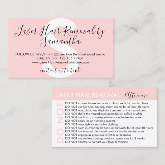 De verwijdering van het laserhaar vermijdt advieze visitekaartje (Voorkant / Achterkant)