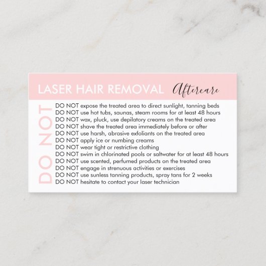 De verwijdering van het laserhaar vermijdt advieze visitekaartje (Achterkant)