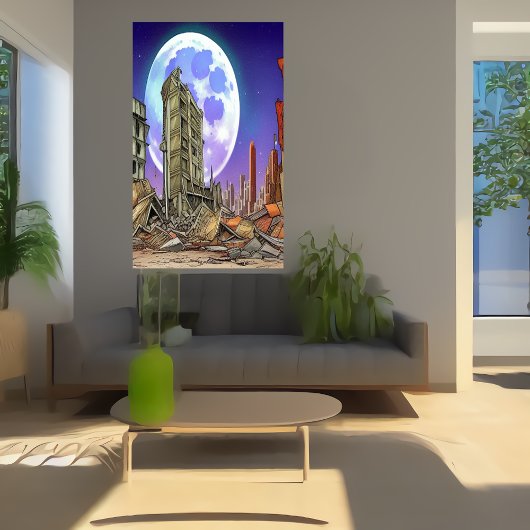 De verwoeste stad | AI Art Poster