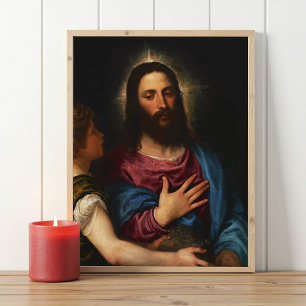 De verzoeking van Christus, Titiaan, religieus Poster