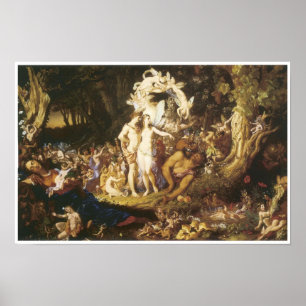 De verzoening van Oberon en Titania, 1847 Poster