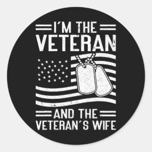 De Veteraan en de vrouw van de Veteraan Proud Amer Ronde Sticker