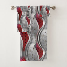 De vette metallische 3D Red Grey textuur Bad Handdoek