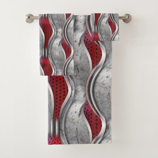 De vette metallische 3D Red Grey textuur Bad Handdoek (Insitu)