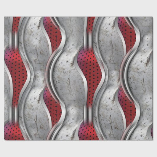 De vette metallische 3D Red Grey textuur Cadeaupapier (Zoom)