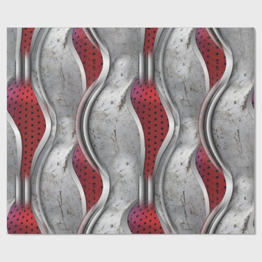 De vette metallische 3D Red Grey textuur Cadeaupapier (Vlak)
