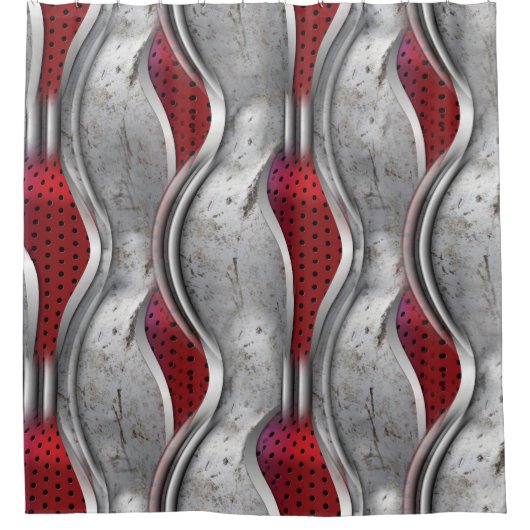 De vette metallische 3D Red Grey textuur Douchegordijn (Voorkant)