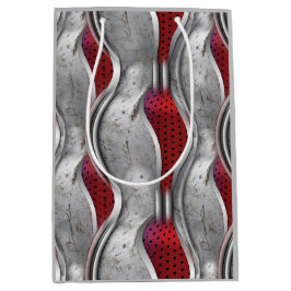 De vette metallische 3D Red Grey textuur Medium Cadeauzakje