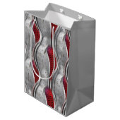 De vette metallische 3D Red Grey textuur Medium Cadeauzakje (Achterkant Gekanteld)