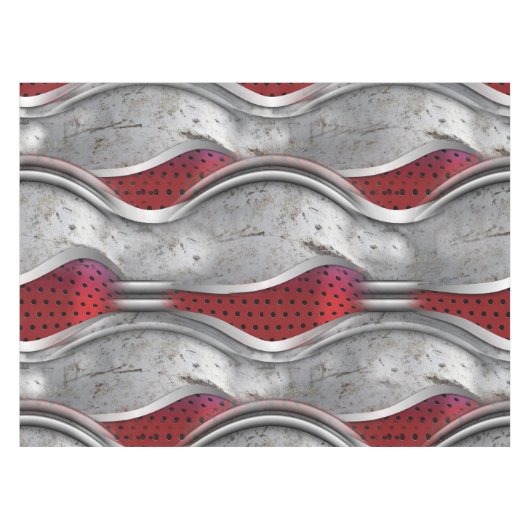 De vette metallische 3D Red Grey textuur Tafelkleed (Voorkant (Horizontaal))