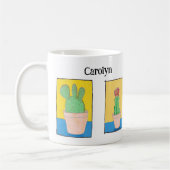 De vette plant dame, cactus tekeningen, jouw naam koffiemok (Links)
