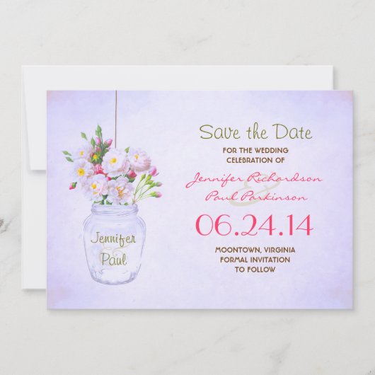 de Victoriaans bloemen van de moeraspot sparen de  Save The Date (Voorkant)
