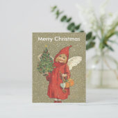 De Victoriaans Blonde Sneeuw van de Kerstboom van Feestdagenkaart (Staand voorkant)