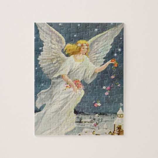 De Victoriaans Engel van vintage Kerstmis met de Puzzel