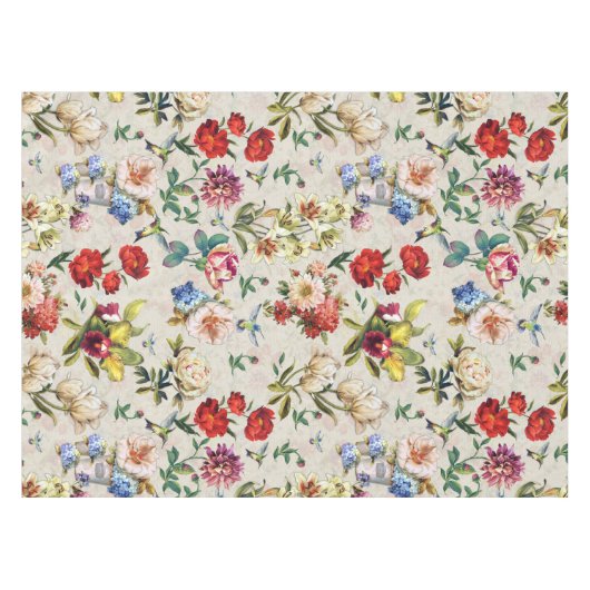 De Victoriaans-Era Floral Waterverf creatie tabel Tafelkleed (Voorkant (Horizontaal))
