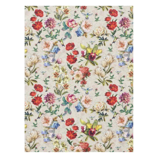 De Victoriaans-Era Floral Waterverf creatie tabel Tafelkleed (Voorkant)