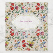 De Victoriaans-era Floral Waterverf Wijn Etiket (Enkel label)