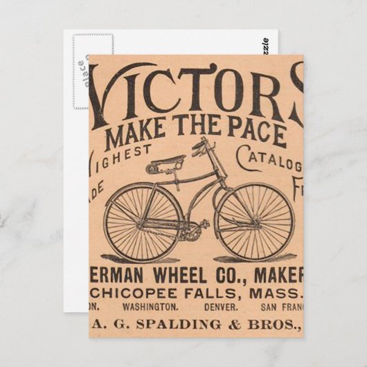 De Victoriaans Fiets van Timey Pennyfarthing van Briefkaart (Voorkant / Achterkant)
