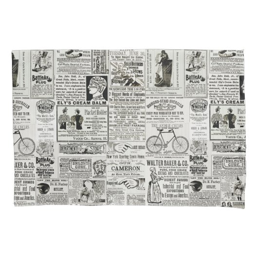 De Victoriaans Funny Ads Newspaper Ads Graphics va Kussensloop (Voorkant-Links)