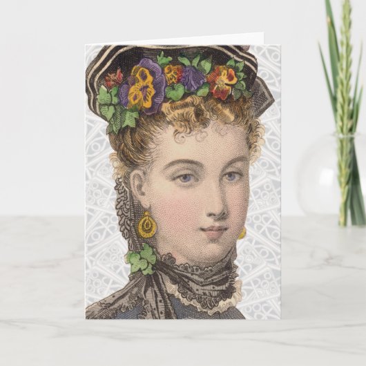 De Victoriaans Illustratie van de Mode - Wenskaart Feestdagen Kaart (Voorkant)