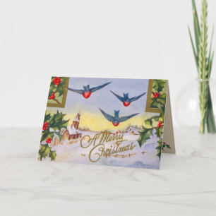 De Victoriaans Kerstkaart van de Vogel Feestdagen Kaart